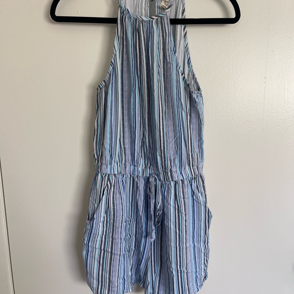 Stylish Blue Striped Women's Romper